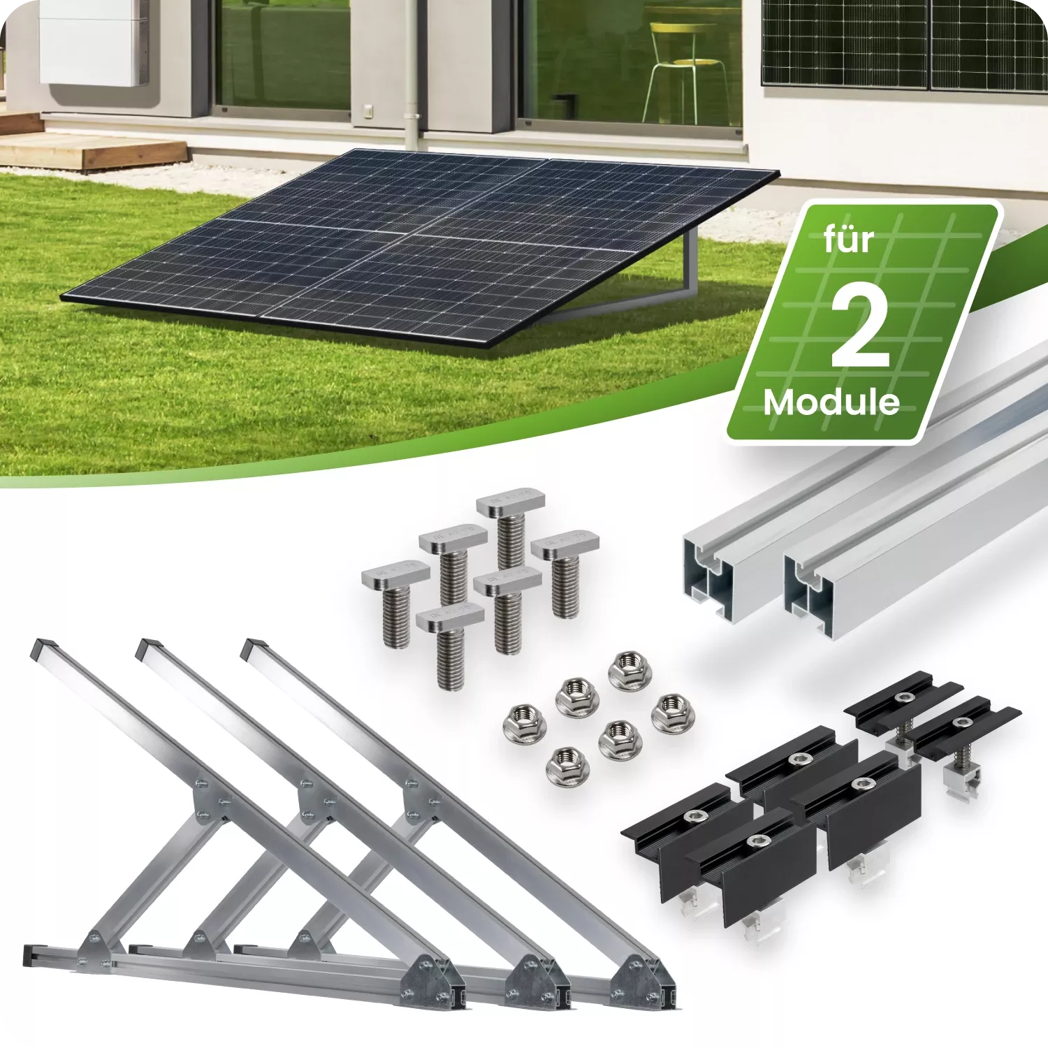 Montageset voor balkoncentrale voor tuin, plat dak en muur.