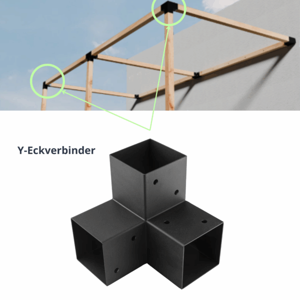 Y-Eckverbinder für Terrassenüberdachung 100x100mm - Afbeelding 4