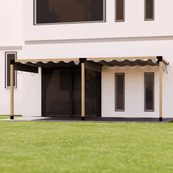Dubbele pergola terrasoverkapping met muurbevestiging en schuifdak 5
