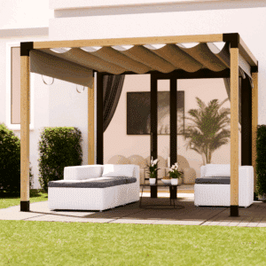 Vrijstaande pergola terrasoverkapping met schuifdak 2