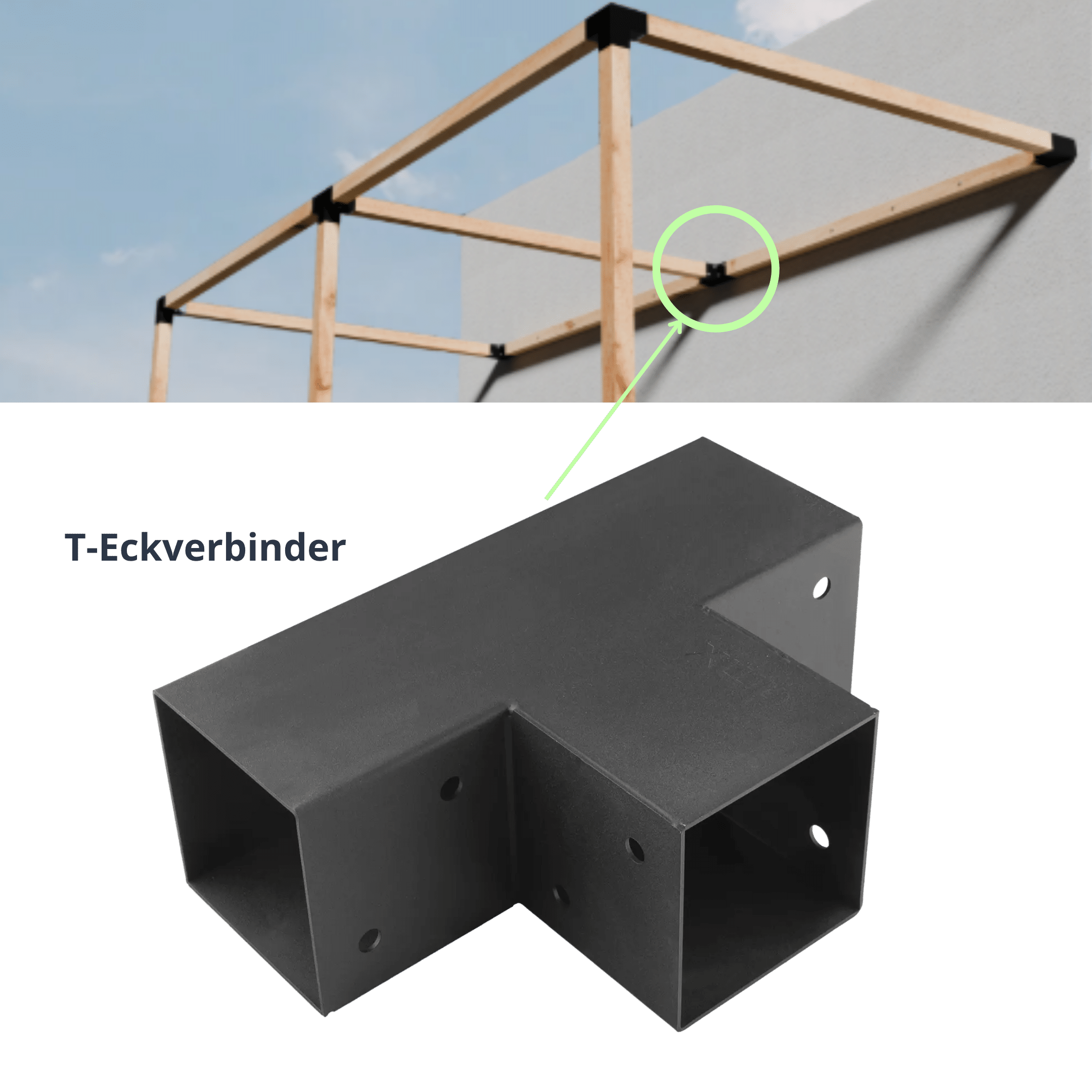 Installatie T-hoekverbinding Paalverbinding Balkverbinding DIY pergola met muuraansluiting
